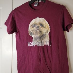 Basic t-shirt color burgundy size M. Holy Shih tzu.